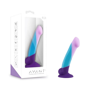 Avant By Blush® Purple Haze D16: Artisan 7 Inch Curved G-Spot Dildo with Suction Cup Base elegantly displayed, showcasing its smooth Ultrasilk® Purio™ silicone composition.